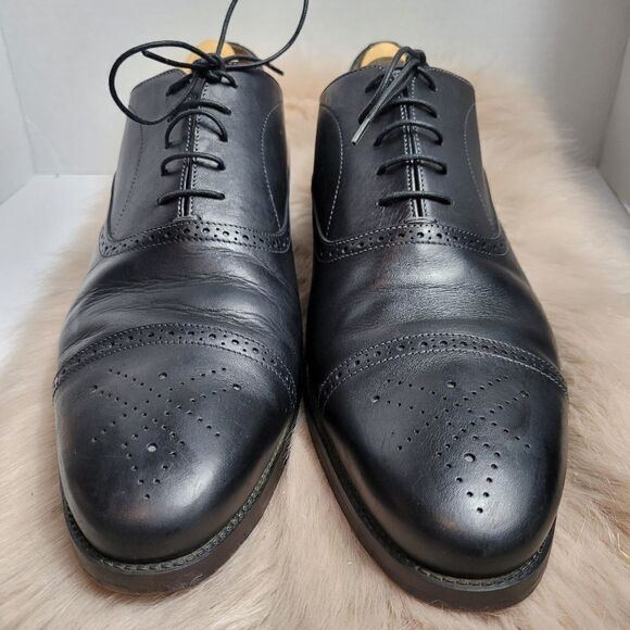 Santoni Semi Brogue Black Mens Oxford Shoes Size 13 - Picture 2 of 11